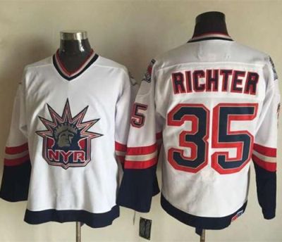 New York Rangers #35 Mike Richter White CCM Statue Of Liberty Stitched NHL Jersey