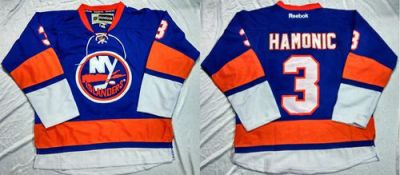 New York Islanders #3 Travis Hamonic Baby Blue Home Stitched NHL Jersey