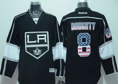 Los Angeles Kings #8 Drew Doughty Black USA Flag Fashion Stitched NHL Jersey