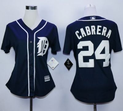 Women Detroit Tigers #24 Miguel Cabrera Navy Blue Fashion Stitched MLB Jersey