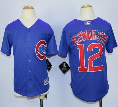 Youth Chicago Cubs #12 Kyle Schwarber Blue Cool Base Stitched MLB Jersey