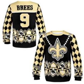 Nike Saints #9 Drew Brees Black Gold Men's Ugly Sweater