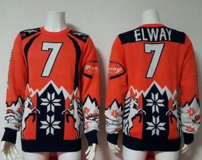Nike Broncos #7 John Elway Orange Navy Blue Men's Ugly Sweater