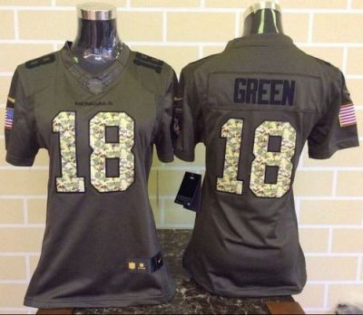 Women Nike Bengals #18 A.J. Green Green Stitched NFL Limited Salute To Service Jersey