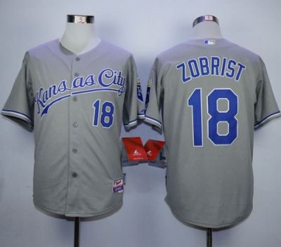 Kansas City Royals #18 Ben Zobrist Grey Cool Base Stitched MLB Jersey