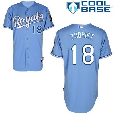 Kansas City Royals #18 Ben Zobrist Light Blue Alternate 1 Cool Base Stitched MLB Jersey