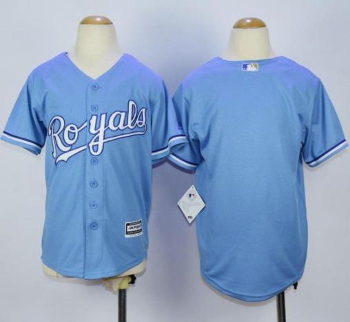 Youth Kansas City Royals Blank Light Blue Alternate 1 Cool Base Stitched MLB Jersey