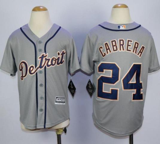 Youth Detroit Tigers #24 Miguel Cabrera Grey Cool Base Stitched MLB Jersey