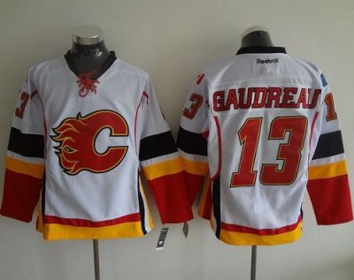 Calgary Flames #13 Johnny Gaudreau White Stitched NHL Jersey