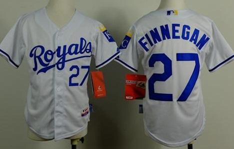 Youth Kansas City Royals #27 Brandon Finnegan White Cool Base Stitched Baseball Jersey