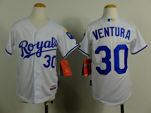 Youth Kansas City Royals #30 Yordano Ventura White Cool Base Stitched Baseball Jersey