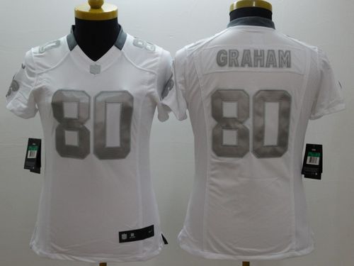 Women's Nike New Orleans Saints #80 Jimmy Graham White Stitched NFL Limited Platinum Jersey