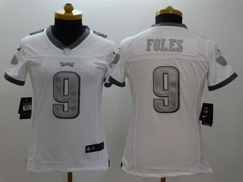 Women's Nike Philadelphia Eagles #9 Nick Foles White Stitched NFL Limited Platinum Jersey