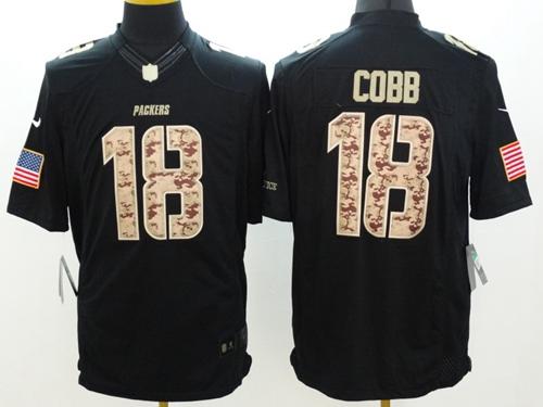 Nike Green Bay Packers #18 Randall Cobb Black Men's Stitched NFL Limited Salute to Service Jersey