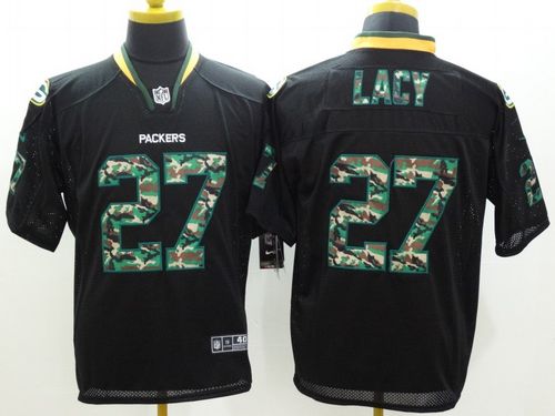Nike Green Bay Packers #27 Eddie Lacy Black Men's Stitched NFL Elite Camo Fashion Jersey