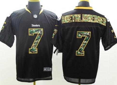 Nike Pittsburgh Steelers #7 Ben Roethlisberger Black Men's Stitched NFL Elite Camo Fashion Jersey