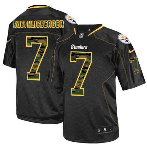 Nike Pittsburgh Steelers 7 Ben Roethlisberger Black Men's Stitched NFL Elite Camo Fashion Jersey