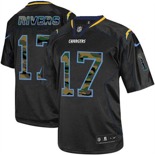 Nike San Diego Chargers 17 Philip Rivers Black Men's Stitched NFL Elite Camo Fashion Jersey