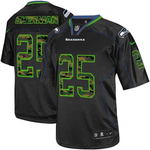 Nike Seattle Seahawks 25 Richard Sherman Black Men's Stitched NFL Elite Camo Fashion Jersey