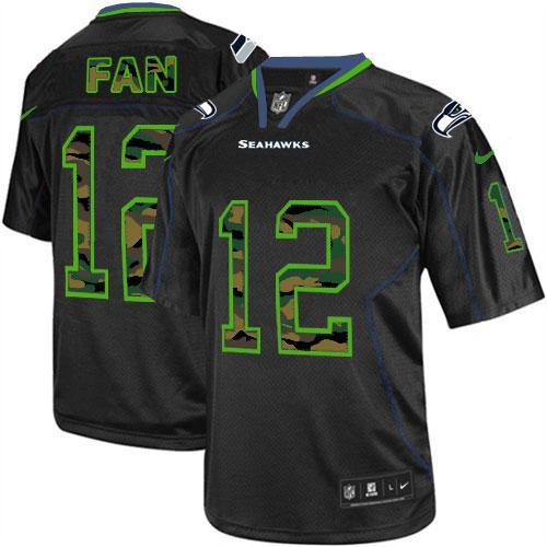 Nike Seattle Seahawks 12 Fan Black Men's Stitched NFL Elite Camo Fashion Jersey