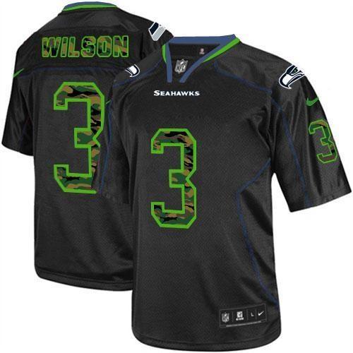 Nike Seattle Seahawks 3 Russell Wilson Black Men's Stitched NFL Elite Camo Fashion Jersey