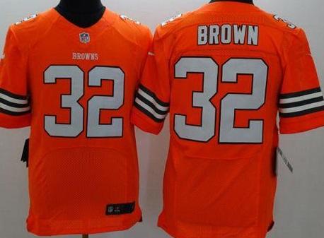 Nike Cleveland Browns #32 Jim Brown Orange Alternate Men's Stitched NFL Elite Jersey