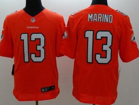 Nike Miami Dolphins #13 Dan Marino Orange Alternate Men's Stitched NFL Elite Jersey