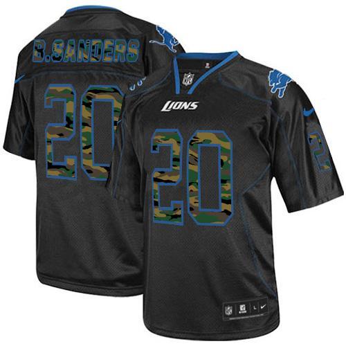 Nike Detroit Lions 20 Barry Sanders Black Men's Stitched NFL Elite Camo Fashion Jersey