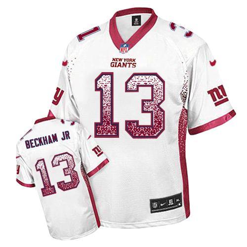 Nike New York Giants #13 Odell Beckham Jr White Men's Stitched NFL Elite Drift Fashion Jersey