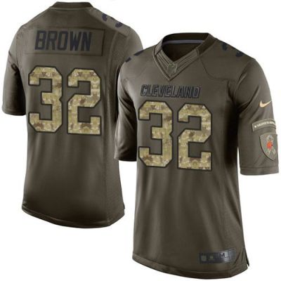 Nike Cleveland Browns #32 Jim Brown Green Men's Stitched NFL Limited Salute To Service Jersey