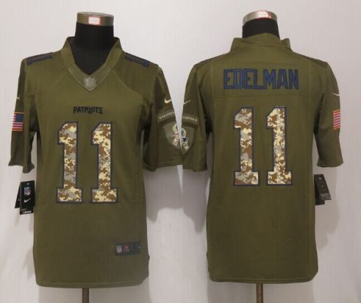 Nike New England Patriots #11 Julian Edelman Green Men's Stitched NFL Limited Salute To Service Jersey