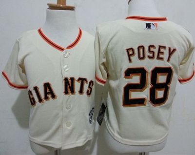 Toddler San Francisco Giants #28 Buster Posey Cream Stitched MLB Jersey