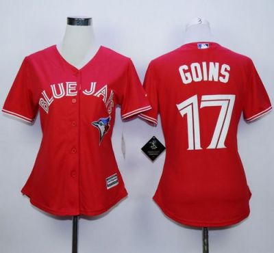 Women Toronto Blue Jays #17 Ryan Goins Red Canada Day Stitched MLB Jersey