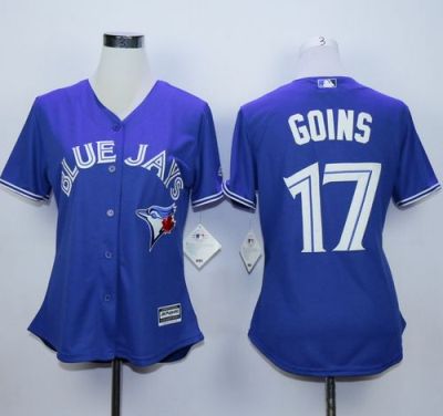 Women Toronto Blue Jays #17 Ryan Goins Blue Alternate Stitched MLB Jersey