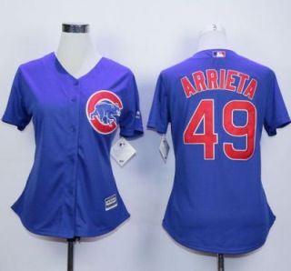 Women Chicago Cubs #49 Jake Arrieta Blue Alternate Stitched MLB Jersey