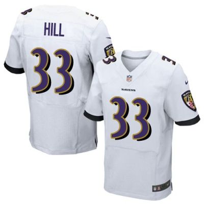 Baltimore Ravens #33 Will Hill White Men's Stitched NFL New Elite Jersey