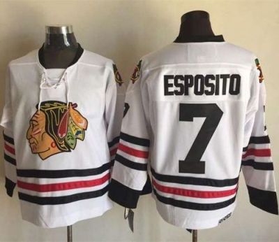 Chicago Blackhawks #7 Tony Esposito White CCM Throwback Stitched NHL Jersey