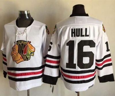 Chicago Blackhawks #16 Bobby Hull White CCM Throwback Stitched NHL Jersey