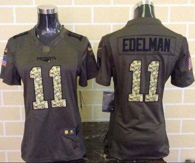 Women New England Patriots #11 Julian Edelman Green Stitched NFL Limited Salute To Service Jersey