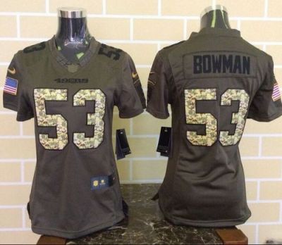 Women San Francisco 49ers #53 NaVorro Bowman Green Stitched NFL Limited Salute To Service Jersey