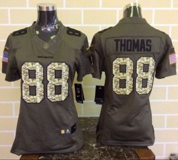 Women Broncos #88 Demaryius Thomas Green Stitched NFL Limited Salute To Service Jersey