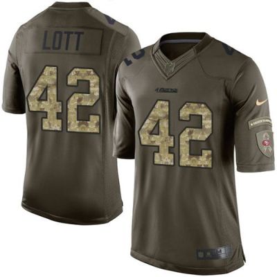 San Francisco 49ers #42 Ronnie Lott Green Men's Stitched NFL Limited Salute To Service Jersey