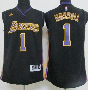 Revolution 30 Los Angeles Lakers #1 D'Angelo Russell Black(Purple NO.) Hollywood Nights Stitched NBA Jersey
