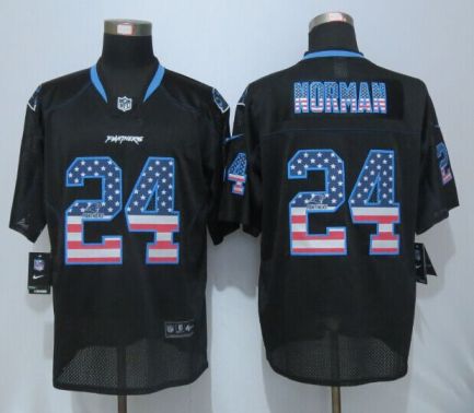 Carolina Panthers #24 Josh Norman USA Flag Fashion Black Elite Jerseys