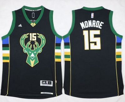 Milwaukee Bucks #15 Greg Monroe Black Stitched NBA Jersey