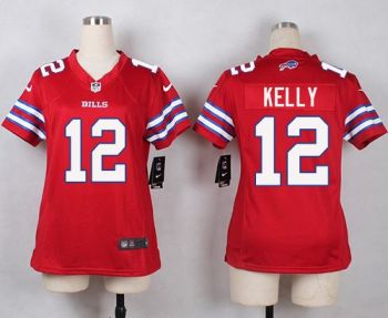Women Nike Bills #12 Jim Kelly Red Stitched NFL Limited Rush Jersey Women Nike Bills #12 Jim Kelly Red Stitched NFL Limited Rush Jersey