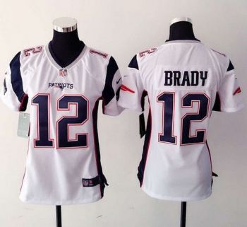 Women Nike Patriots #12 Tom Brady White Stitched NFL New Elite Jersey