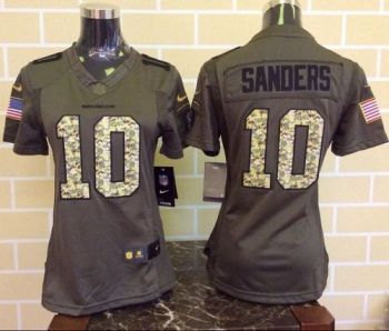 Women Nike Broncos #10 Emmanuel Sanders Green Stitched NFL Limited Salute To Service Jersey