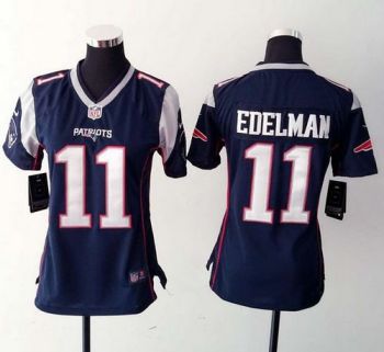 Women Nike Patriots #11 Julian Edelman Navy Blue Team Color Stitched NFL New Elite Jersey