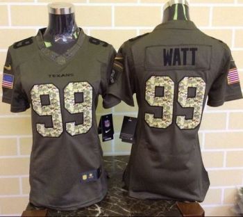 Women Nike Texans #99 J.J. Watt Green Stitched NFL Limited Salute To Service Jersey